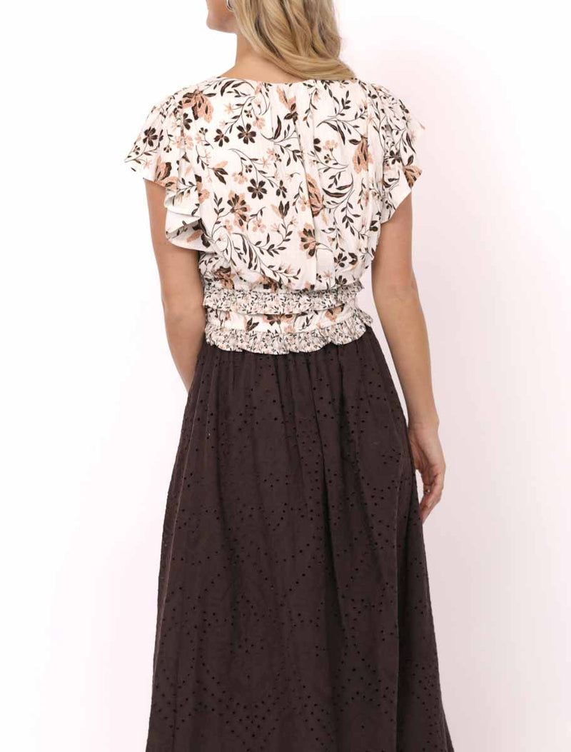 VOILA NECK RUFFLE S/SLV TOP