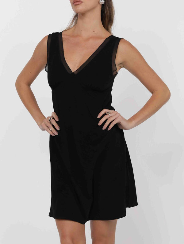 MY HEART CREPE RUFFLE CHIFFON MINI DRESS
