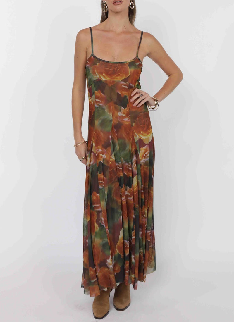 HEART BEATS GODET DETAIL MAXI DRESS