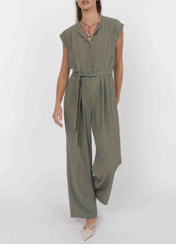 FOR YOU CREPE PLEAT BODICE JUMPSUIT
