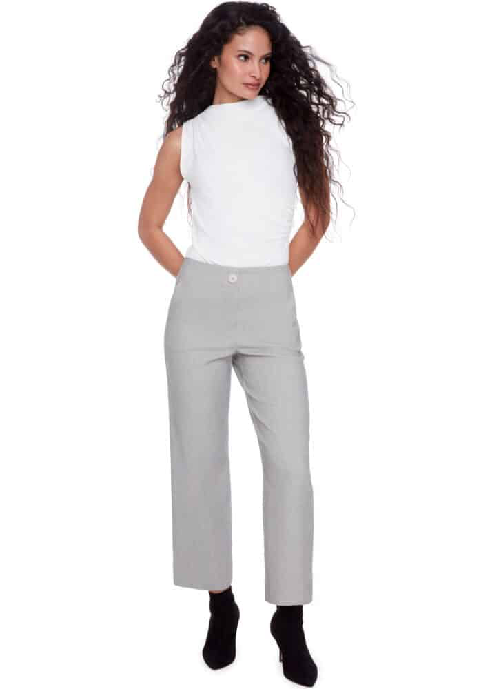 JACKIE TEXTURE TECHNO WIDE-LEG CROPPED PANT