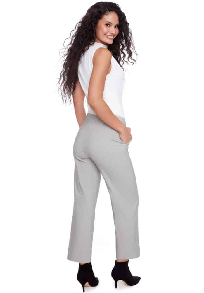 JACKIE TEXTURE TECHNO WIDE-LEG CROPPED PANT