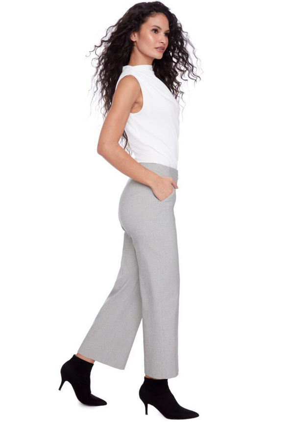 JACKIE TEXTURE TECHNO WIDE-LEG CROPPED PANT