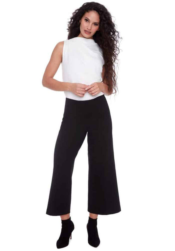 SOLID PONTE WIDE-LEG CROPPED PANT