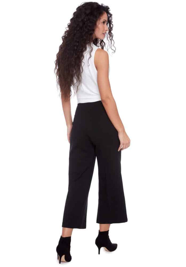 SOLID PONTE WIDE-LEG CROPPED PANT