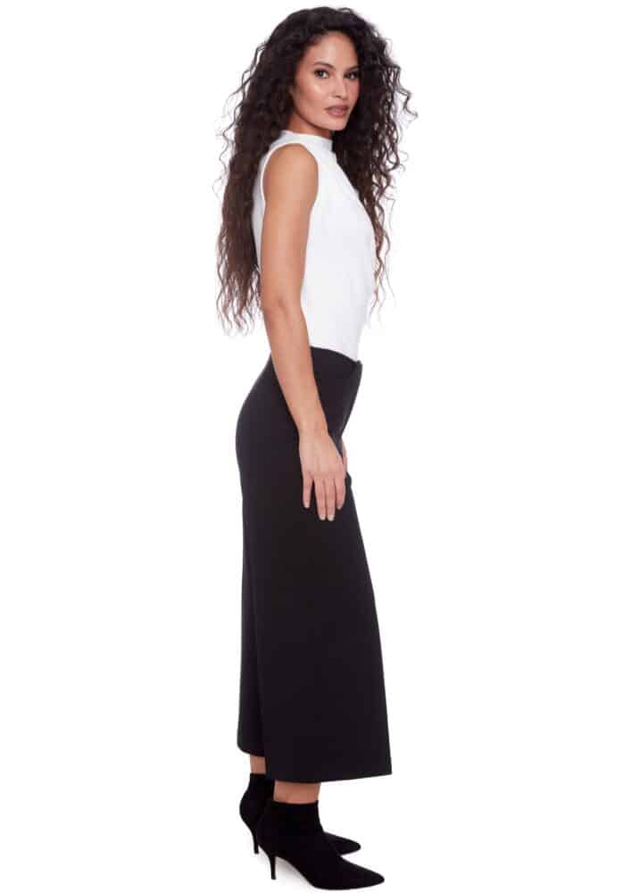 SOLID PONTE WIDE-LEG CROPPED PANT