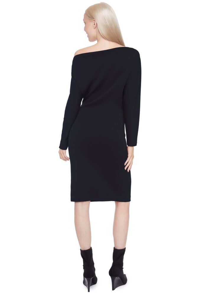 DEMI SOLID COWLNECK MIDI DRESS