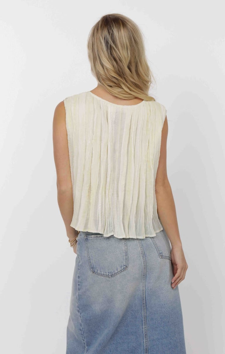 FREE RIDER PLEATED TIE FRONT TOP