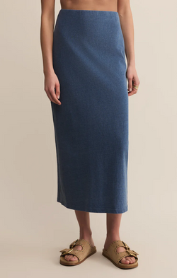 GAIL JERSEY DENIM MIDI SKIRT