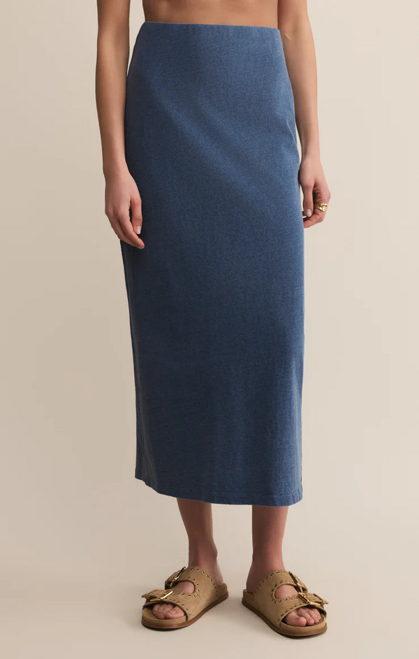 GAIL JERSEY DENIM MIDI SKIRT
