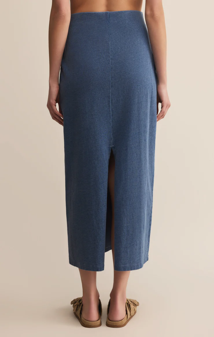 GAIL JERSEY DENIM MIDI SKIRT