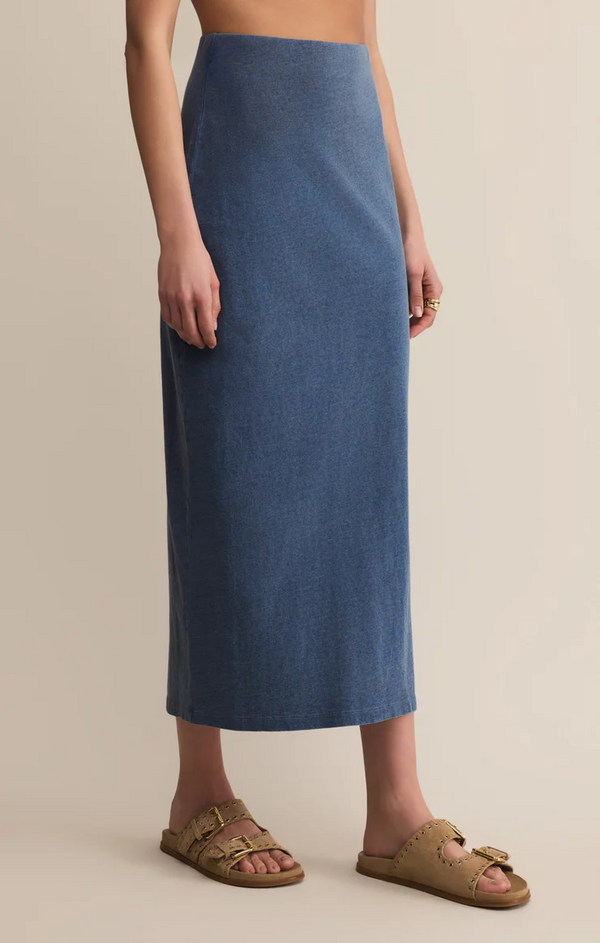 GAIL JERSEY DENIM MIDI SKIRT