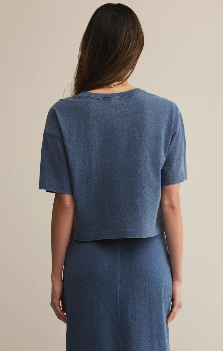 ON THE GO JERSEY DENIM TEE