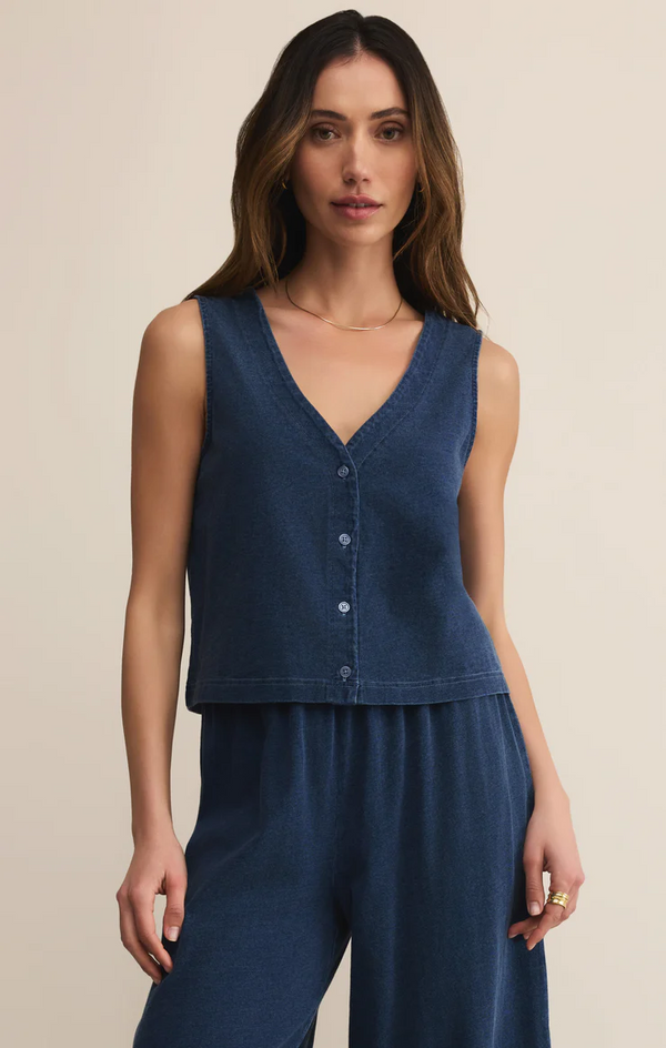 SOLACE V-NECK JERSEY DENIM TANK