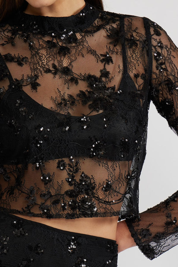 EMMY LACE SEQUINED TOP