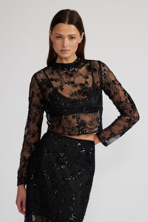 EMMY LACE SEQUINED TOP