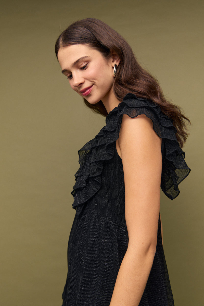 GRETA PLISSE LUREX MINI DRESS