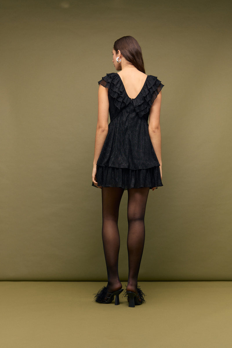 GRETA PLISSE LUREX MINI DRESS