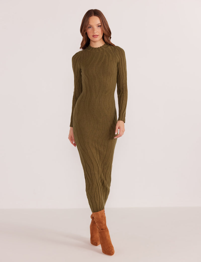 ELARA JACQUARD KNIT MIDI DRESS