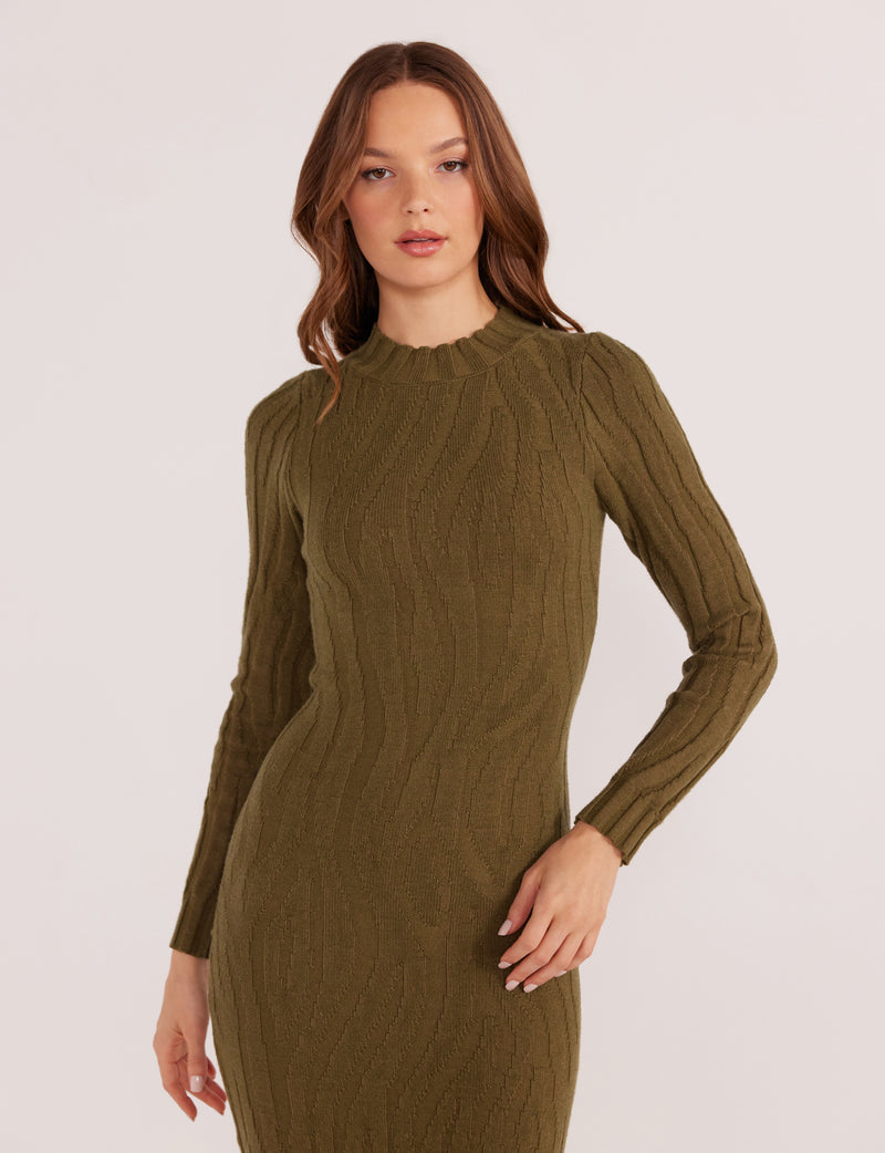 ELARA JACQUARD KNIT MIDI DRESS