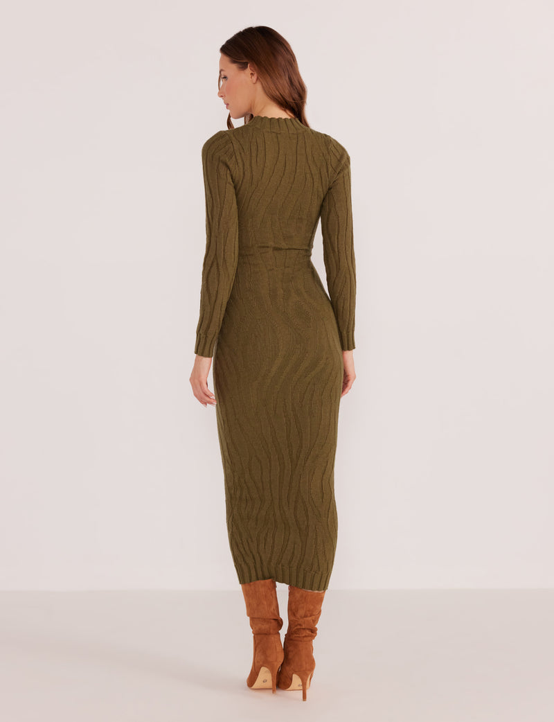 ELARA JACQUARD KNIT MIDI DRESS