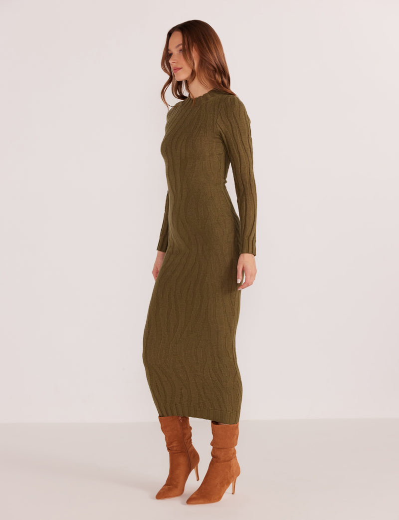 ELARA JACQUARD KNIT MIDI DRESS